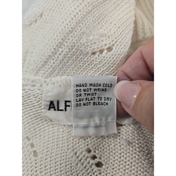 Vtg Cottage Cream Floral Embroidered Sweater Womens XL Granny Pointelle Pullover - Picture 6 of 6